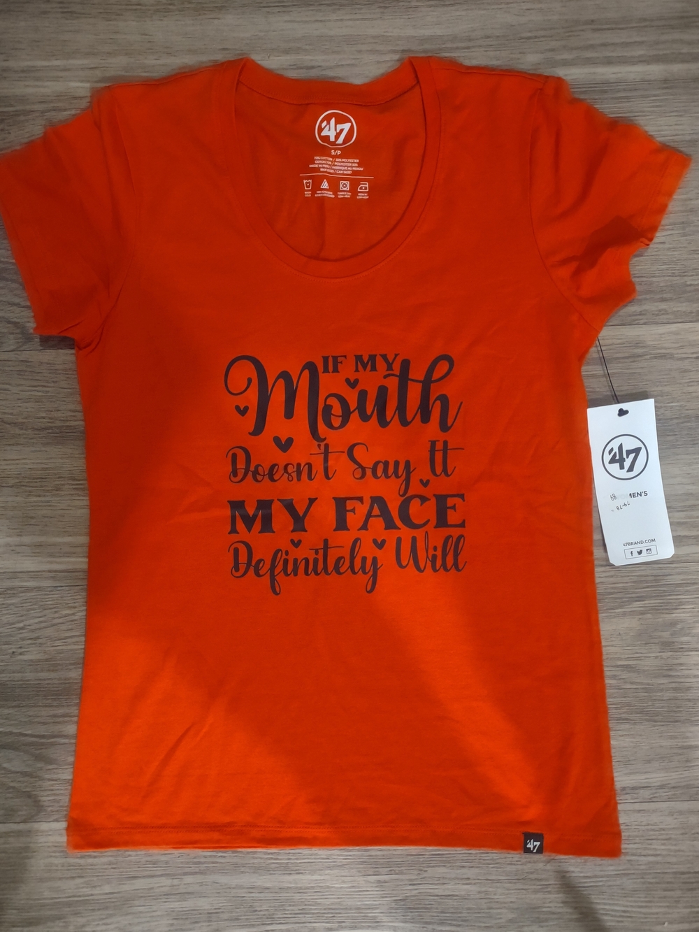 '47 Women’s Orange Graphic Tee - "If My Mouth...My Face"